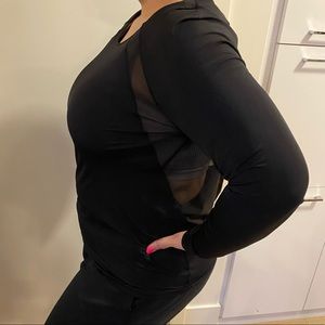 Lululemon Long Sleeve Black Mesh Top, Size 12